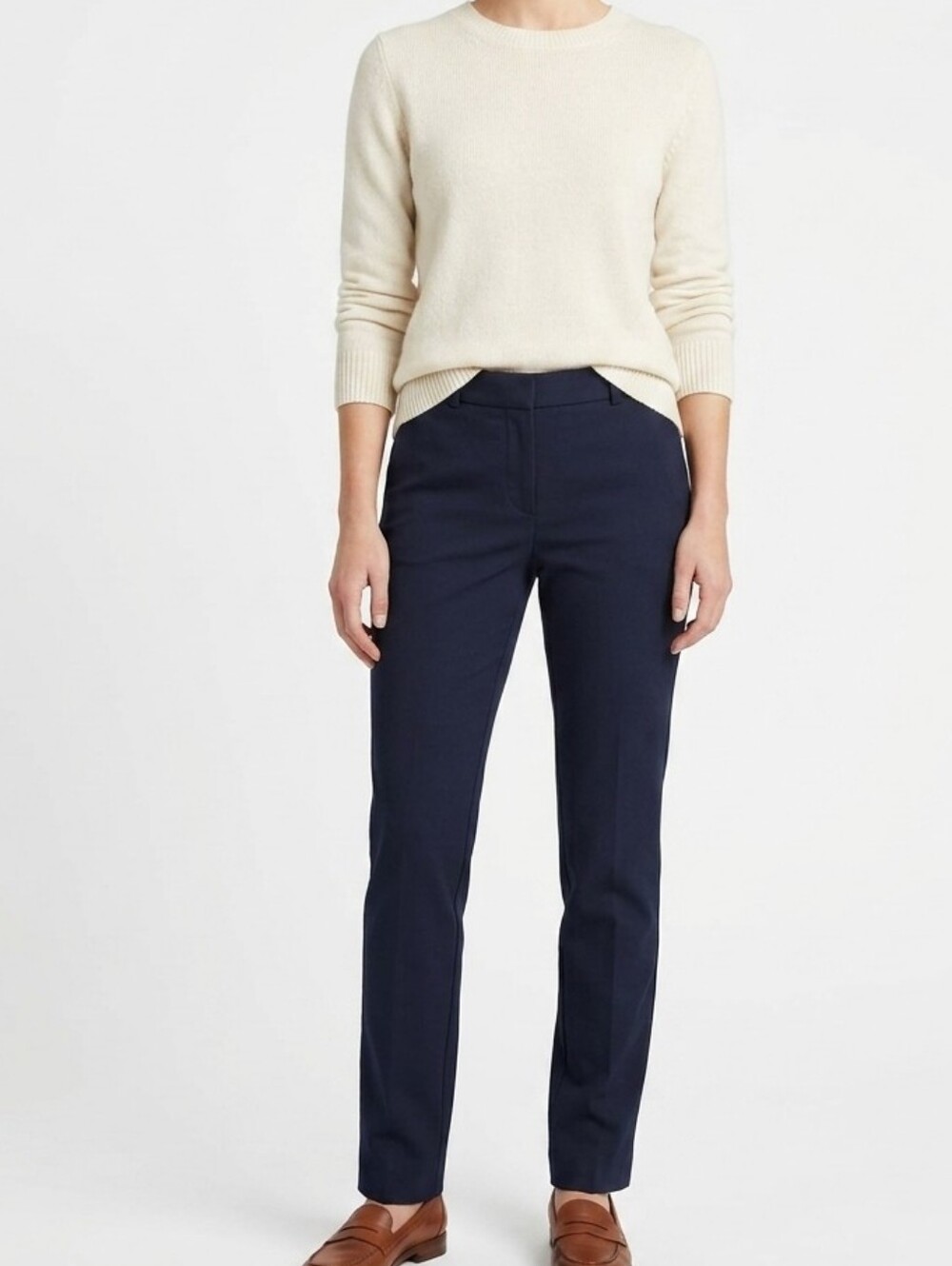 Banana Republic Ryan Navy Blue Wool Blend Straight Leg Dress Pants Trousers 4L